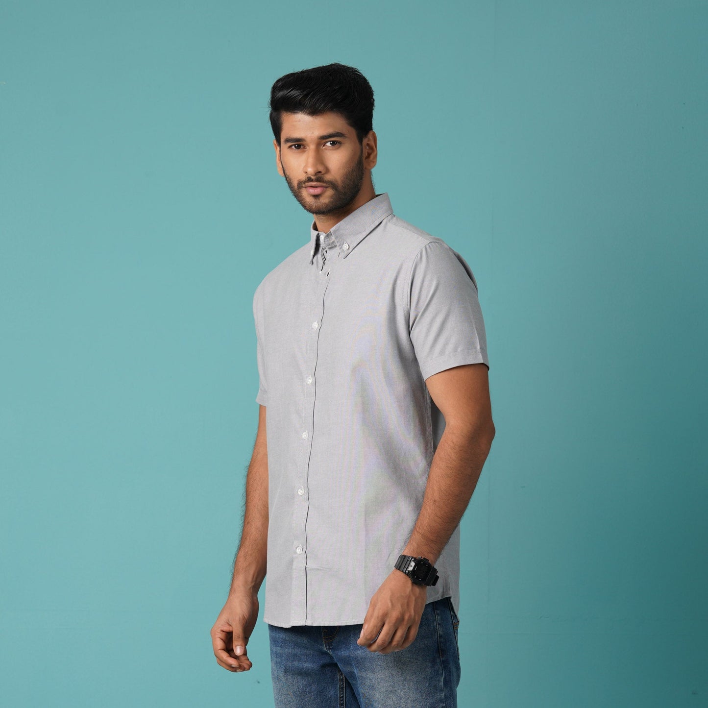 Mens Grey Short Sleeve Shirt