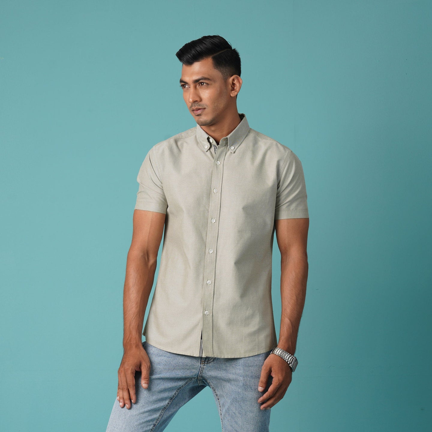 Men's Olive Short Sleeve Shirt