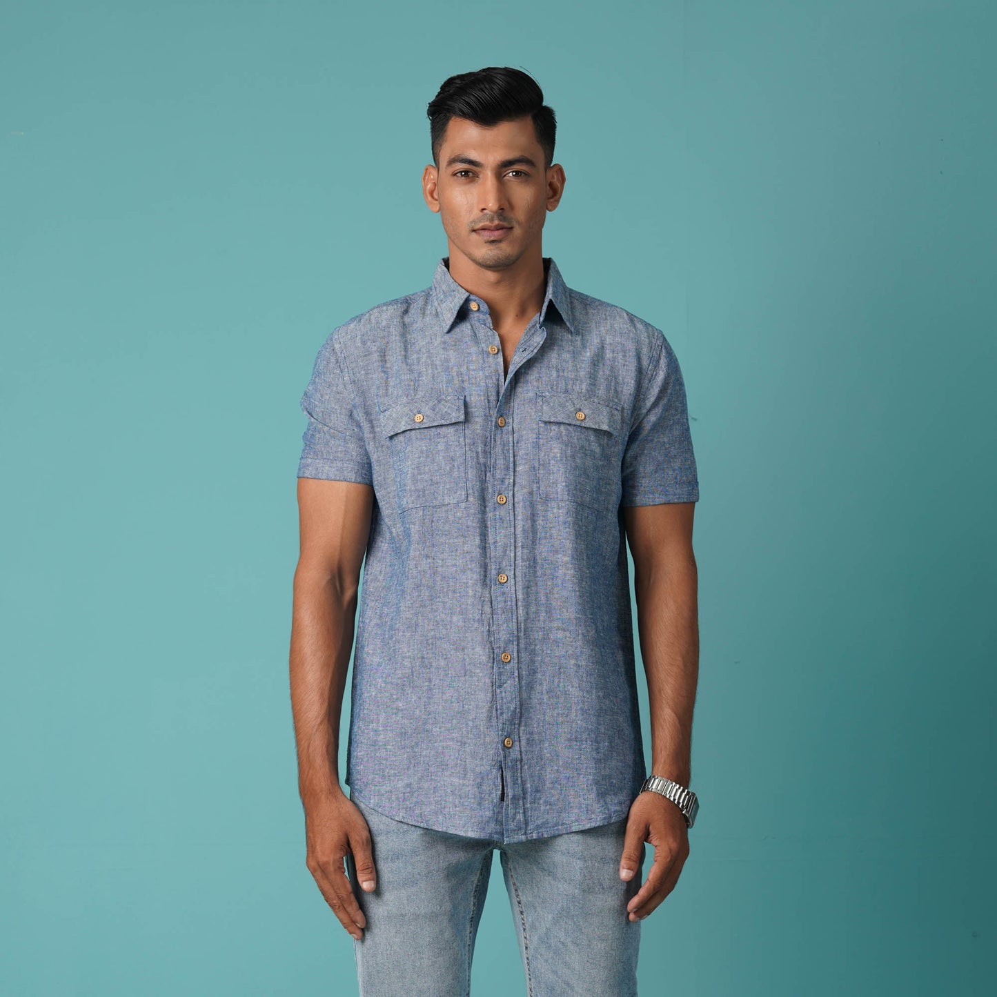 Mens Navy Short Sleeve Shirt