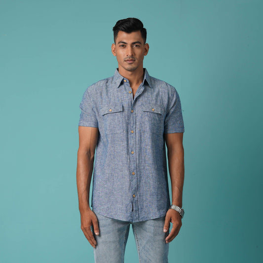 Mens Navy Short Sleeve Shirt