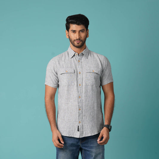 MENS S/S SHIRT-BLACK/WHITE