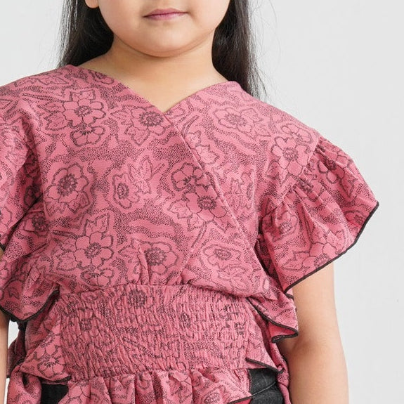 Girl’s Pink Cotton Blended Top