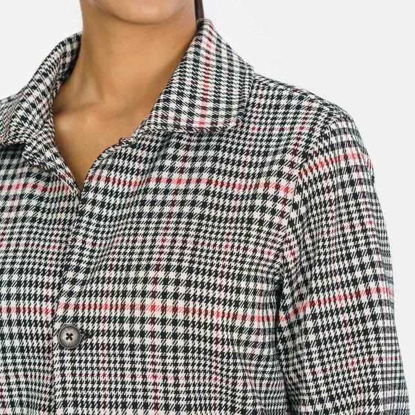 Women’s Cream & Black Check Trench Coat