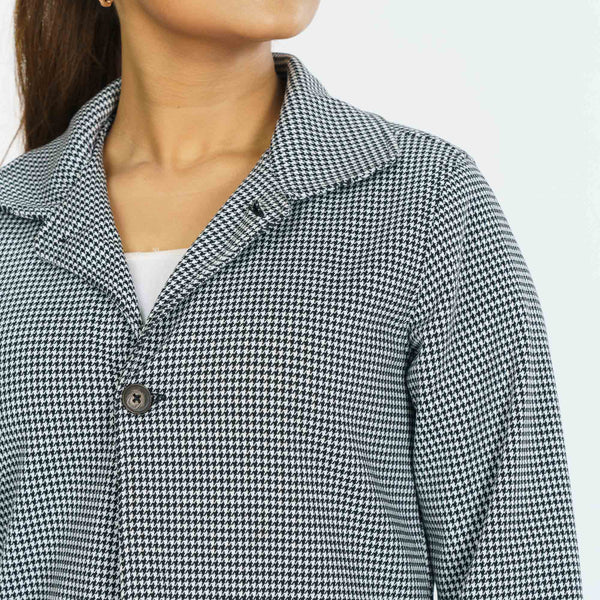 Women’s Black & White Check Trench Coat