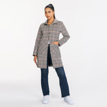 Load image into Gallery viewer, Women’s Cream &amp; Black Check Trench Coat
