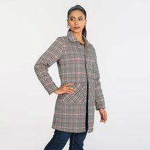 Load image into Gallery viewer, Women’s Cream &amp; Black Check Trench Coat
