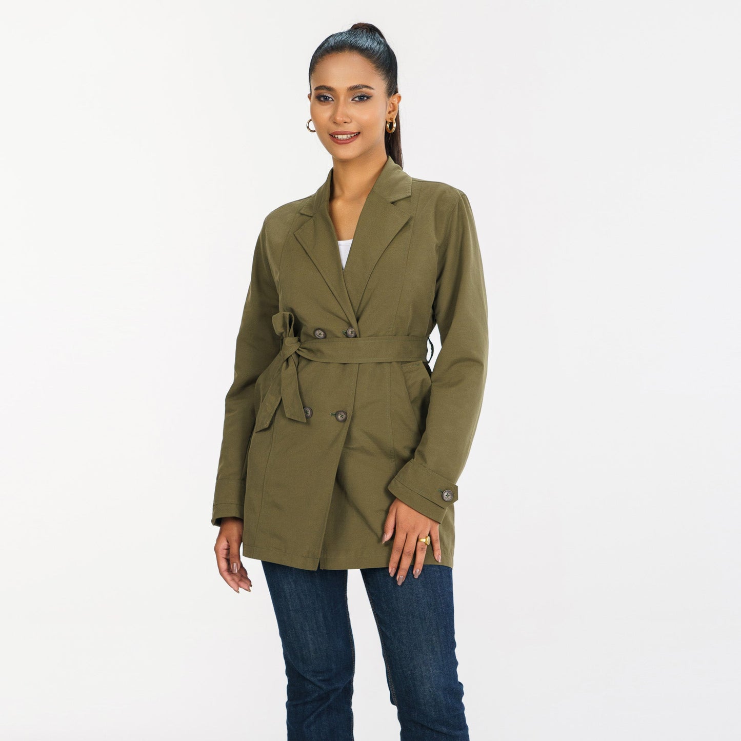 Womens Olive Trench Coat