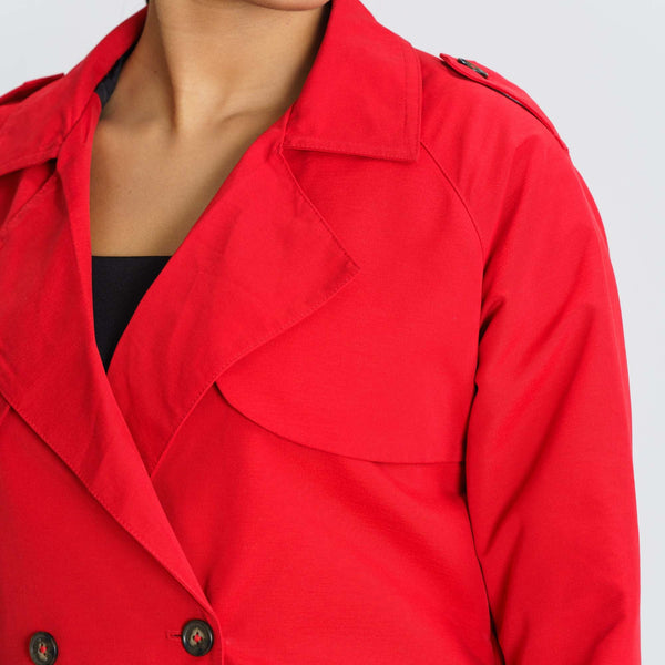 Women Red Trench Coat