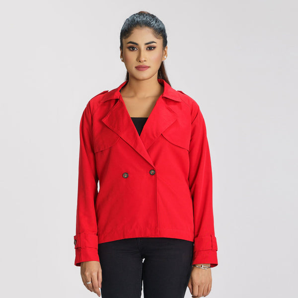 Women Red Trench Coat