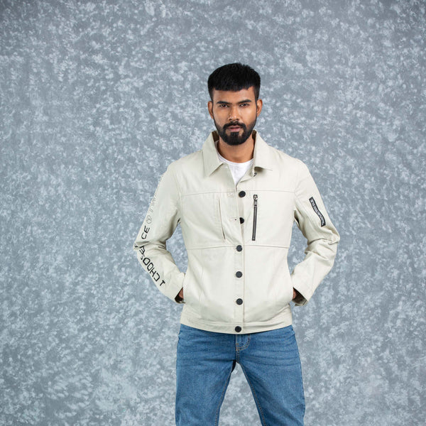 MENS TWILL JACKET- IVORY