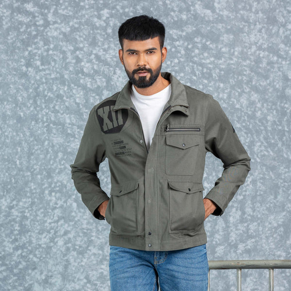 MENS TWILL JACKET- GRAY