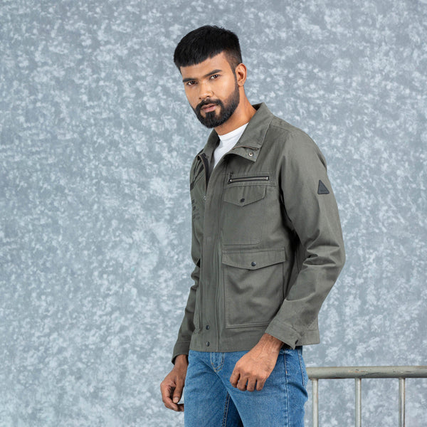 MENS TWILL JACKET- GRAY