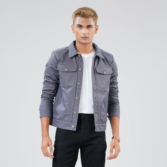 Mens Grey Twill Jacket