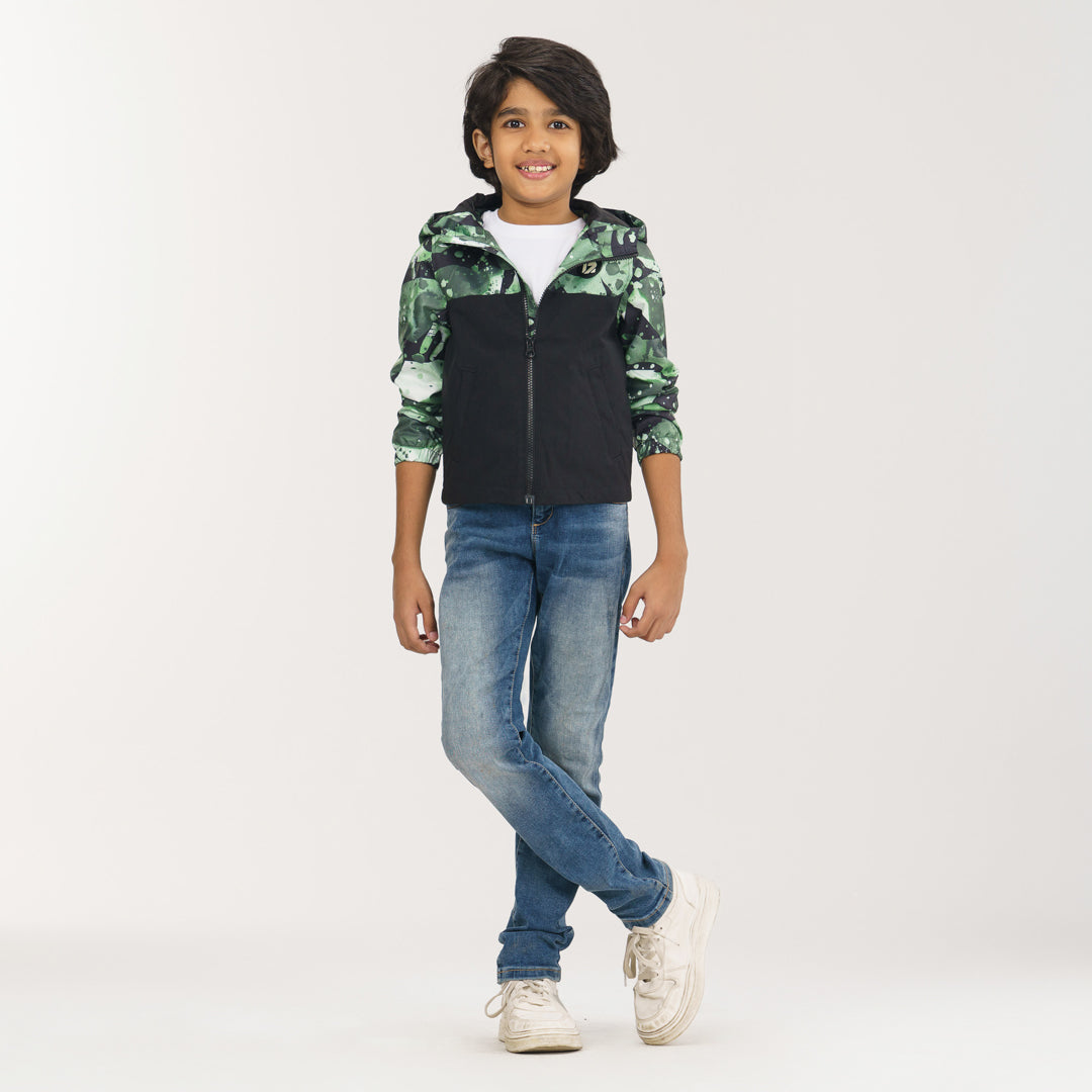 Boys Green Black Windbreaker
