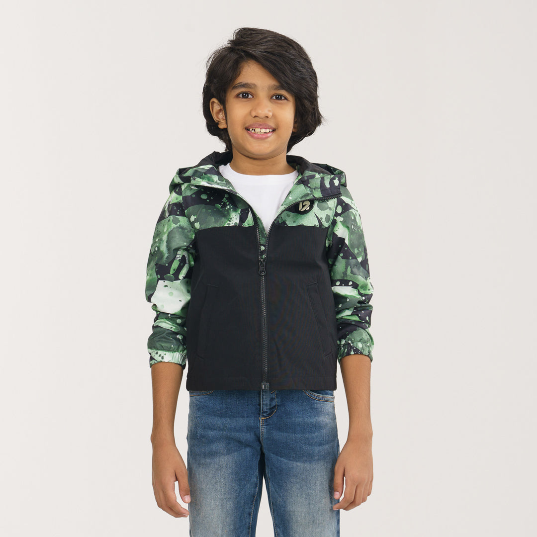 Boys Green Black Windbreaker