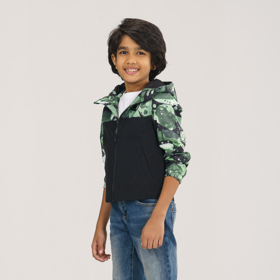 Boys Green Black Windbreaker