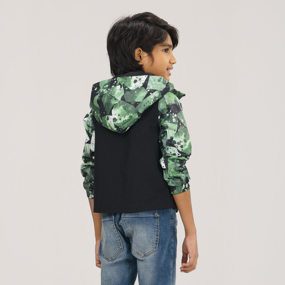 Boy's Black Windbreaker
