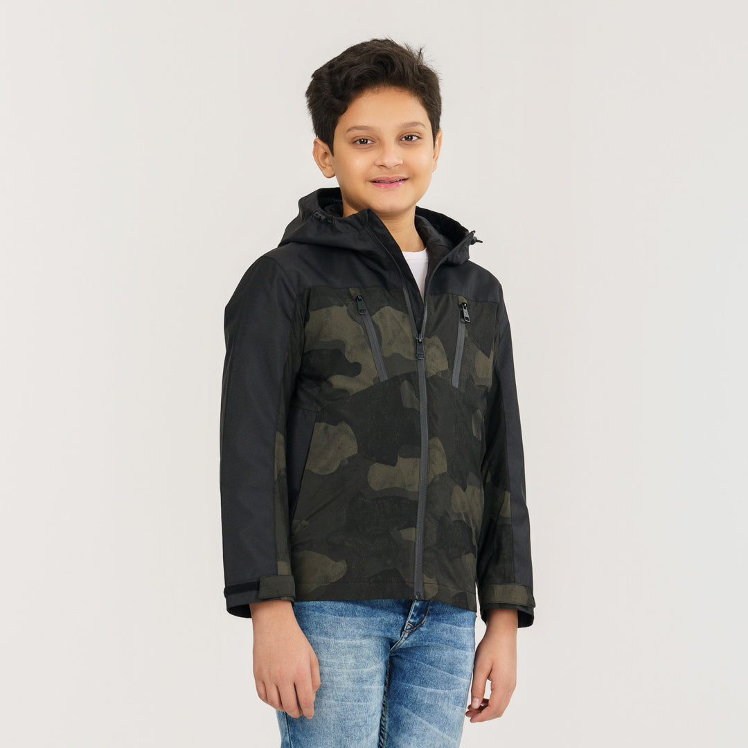 Boys Black Windbreaker