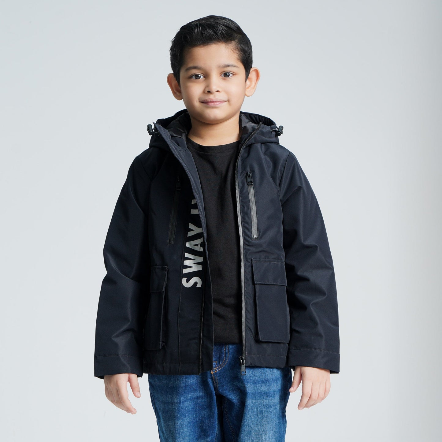Boy's Black Windbreaker
