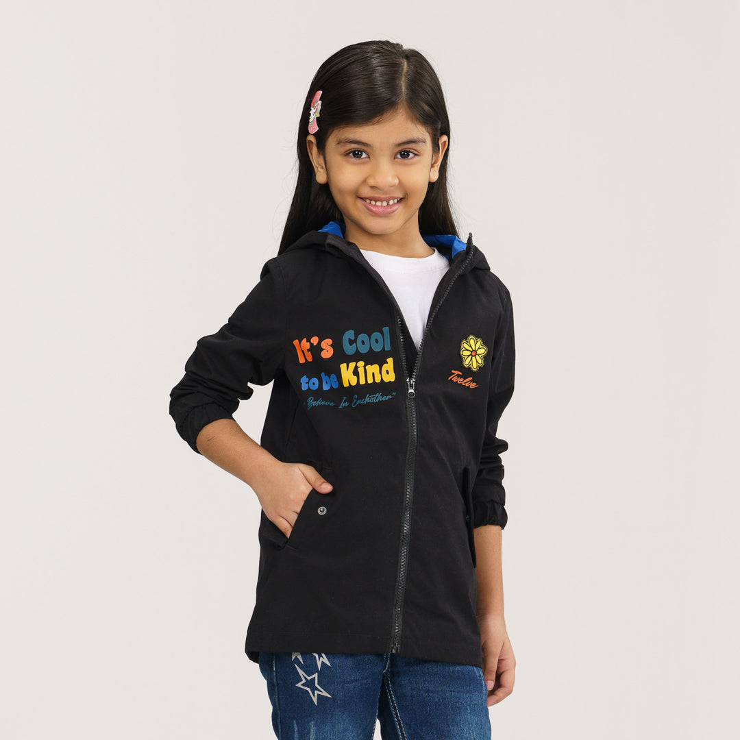 Girls Black Windbreaker