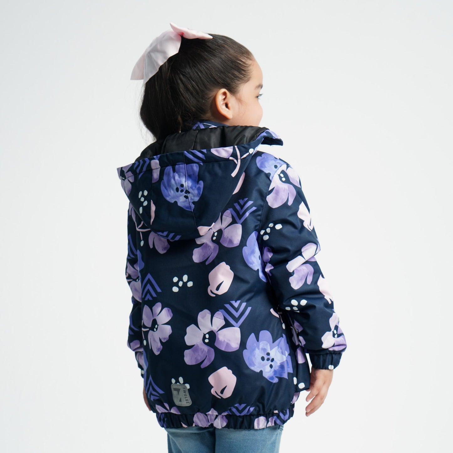 Girls Navy Aop Windbreaker