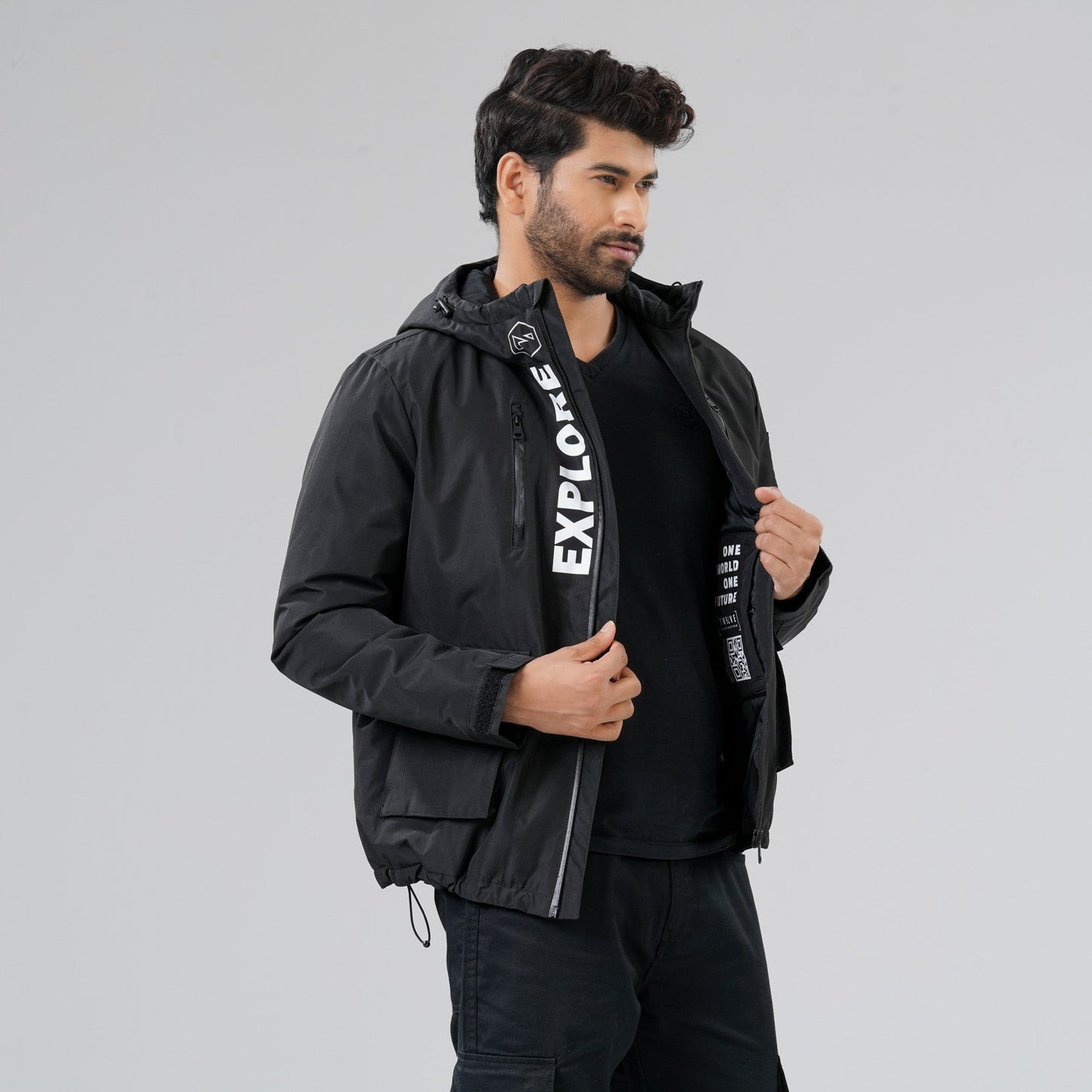 Mens Black Windbreaker