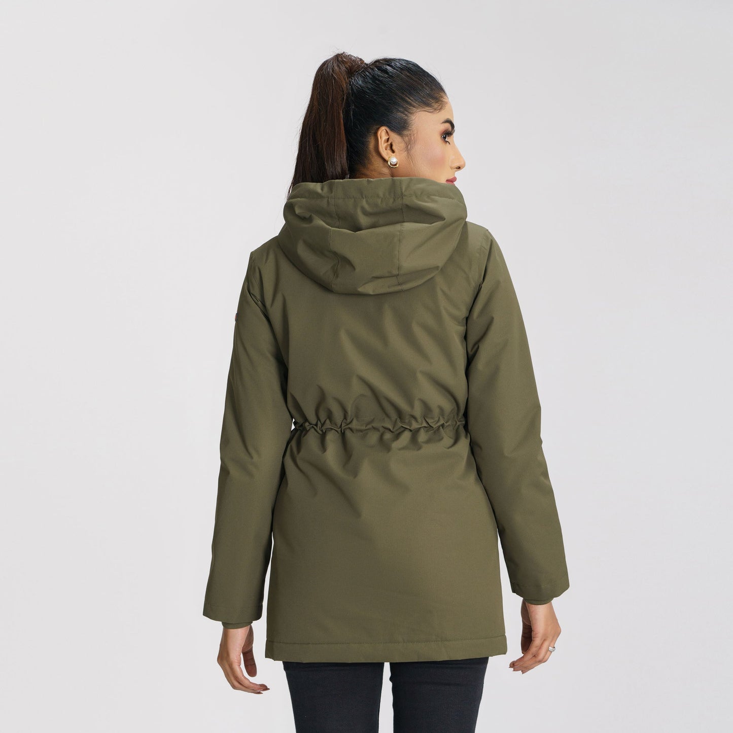 Women's Olive Windbreaker Coat