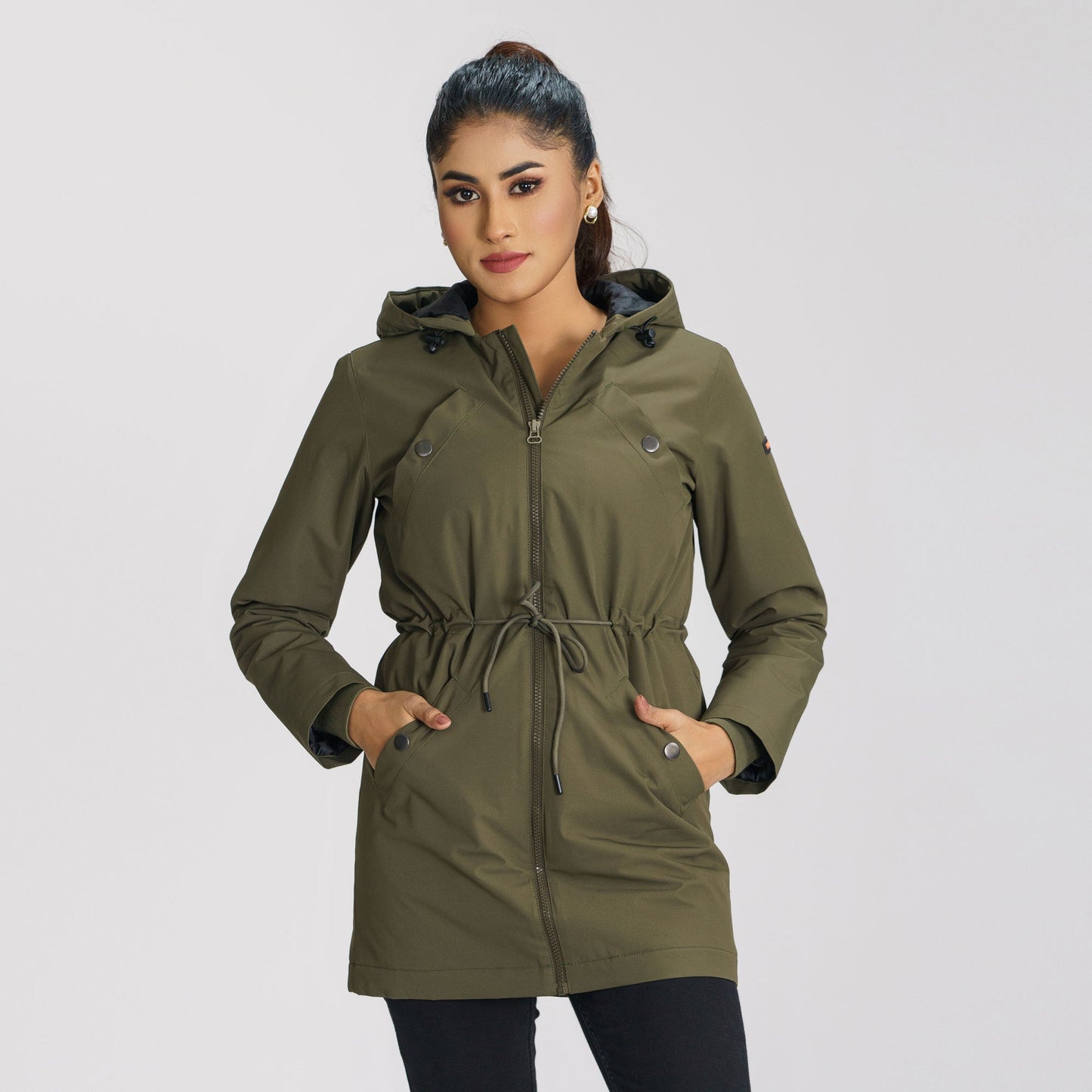 Women's Olive Windbreaker Coat