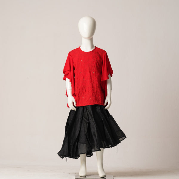 GIRLS 2PCS-RED BLACK