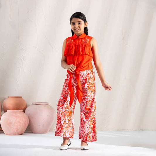 Girls Orange Two Piece Set