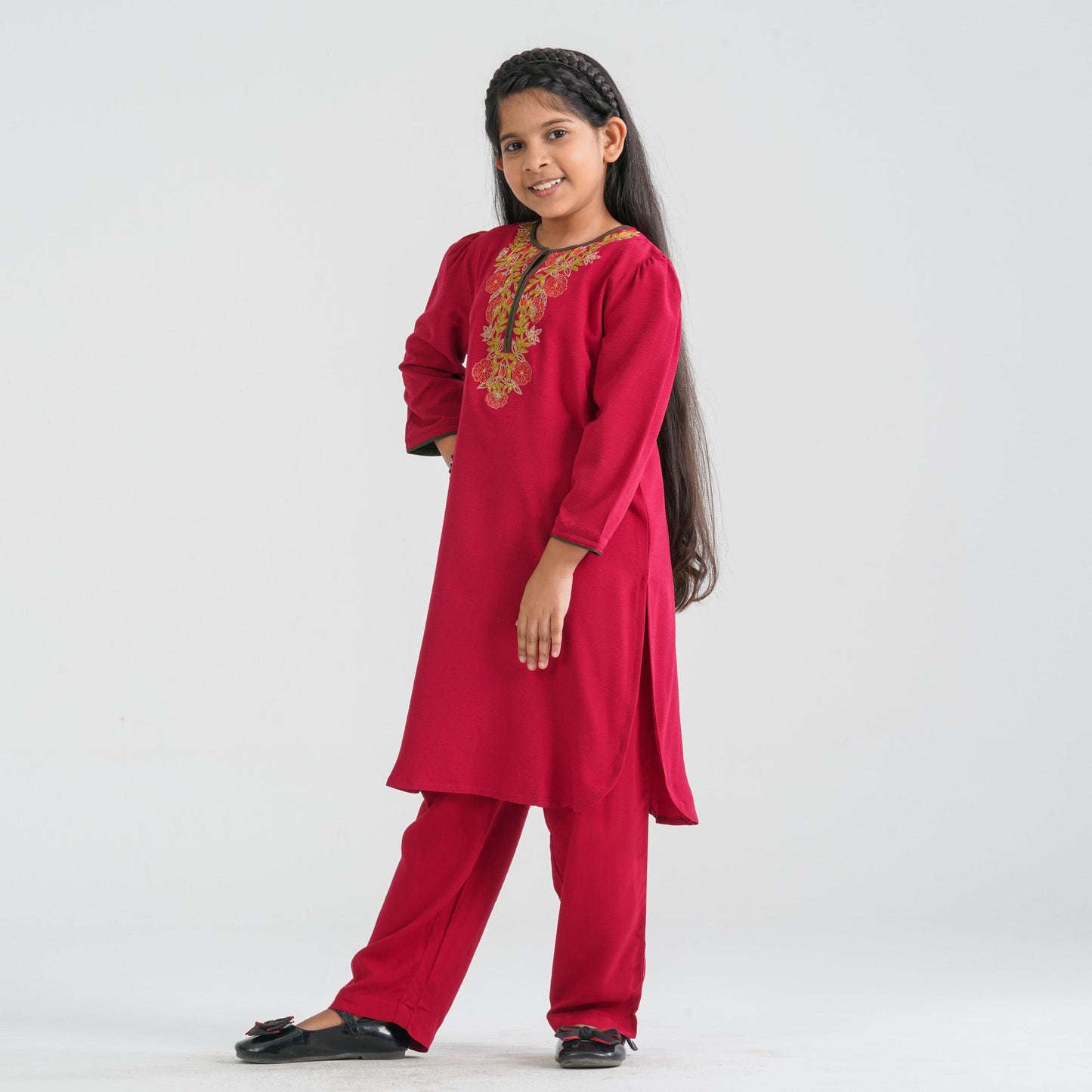 Girl’s Crinkled Georgette Two Piece Set
