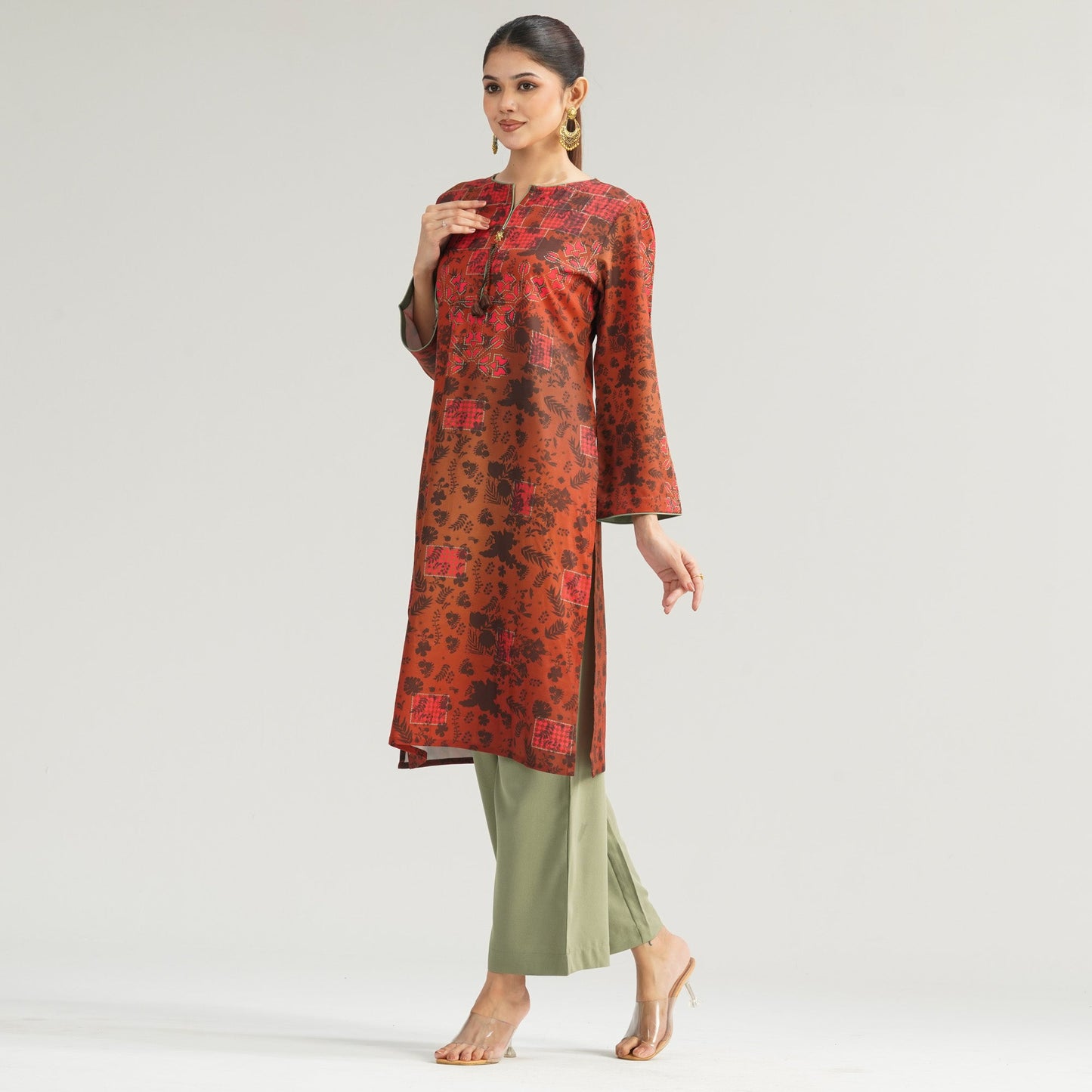 Womens Brown Two Piece Set