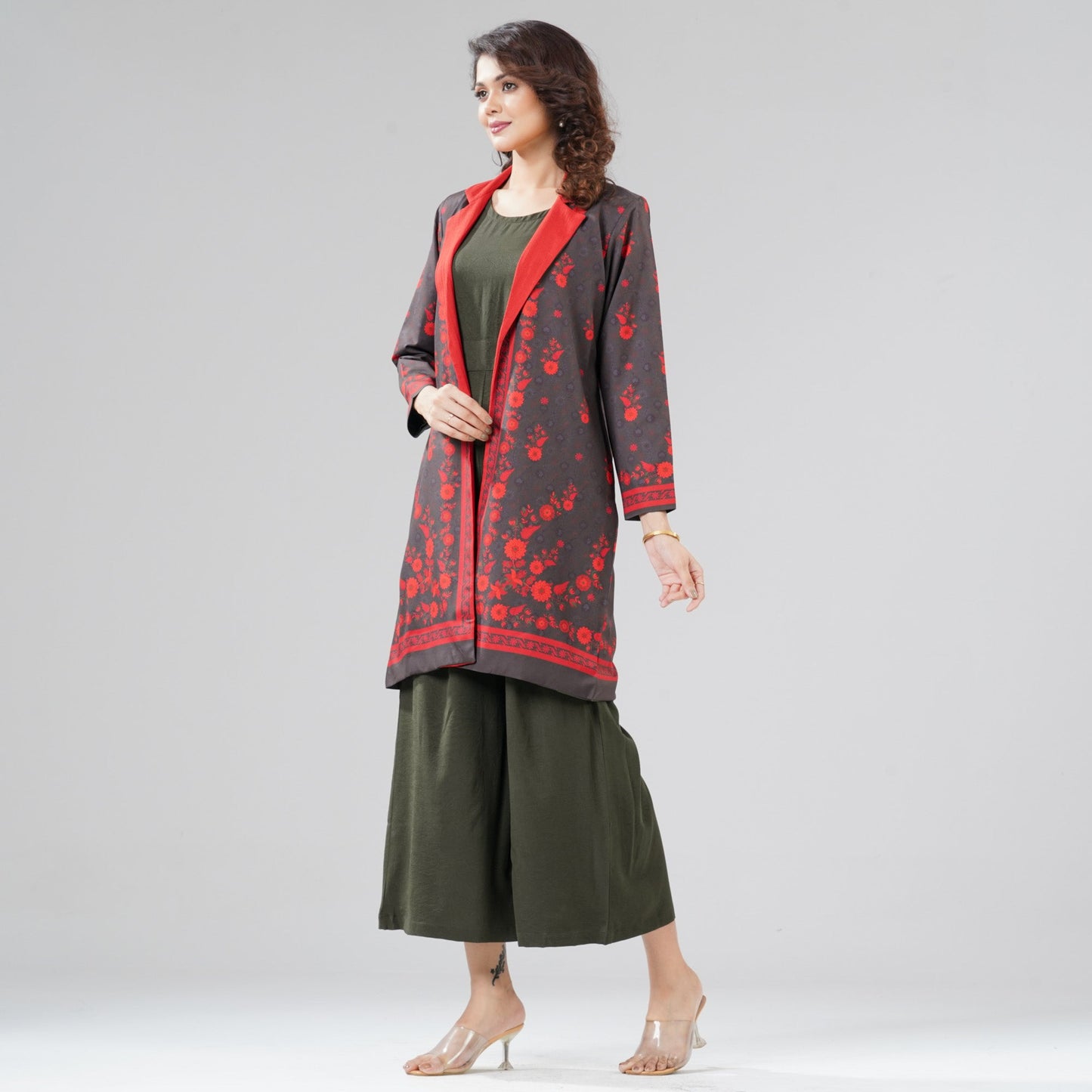 Women Olive Ethnic 2pcs Set
