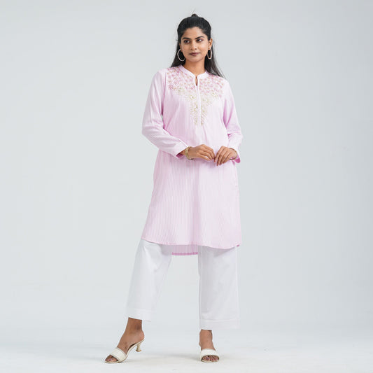 Women's Pink Cotton Two Piece Set
