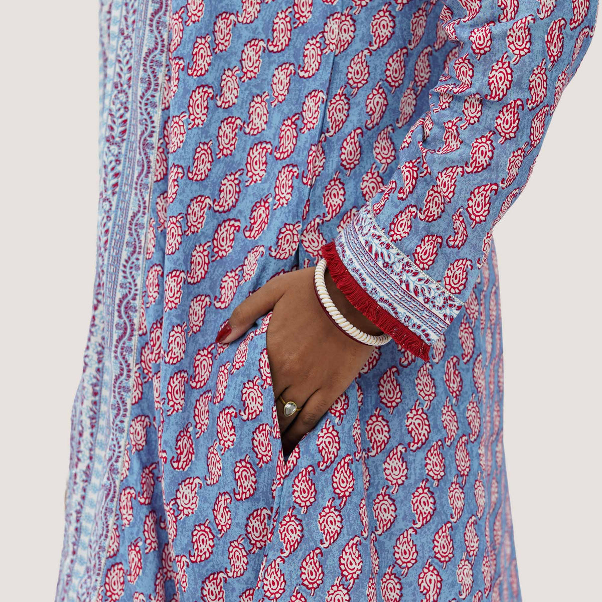 Womens Blue Printed Two Piece Set