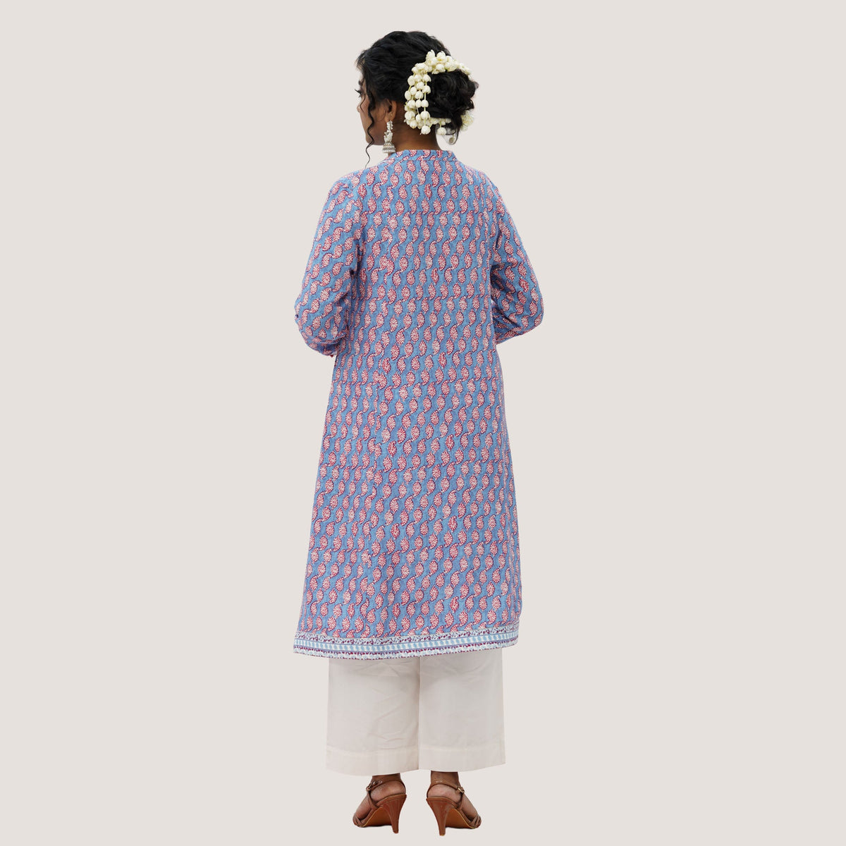 Womens Blue Printed Two Piece Set