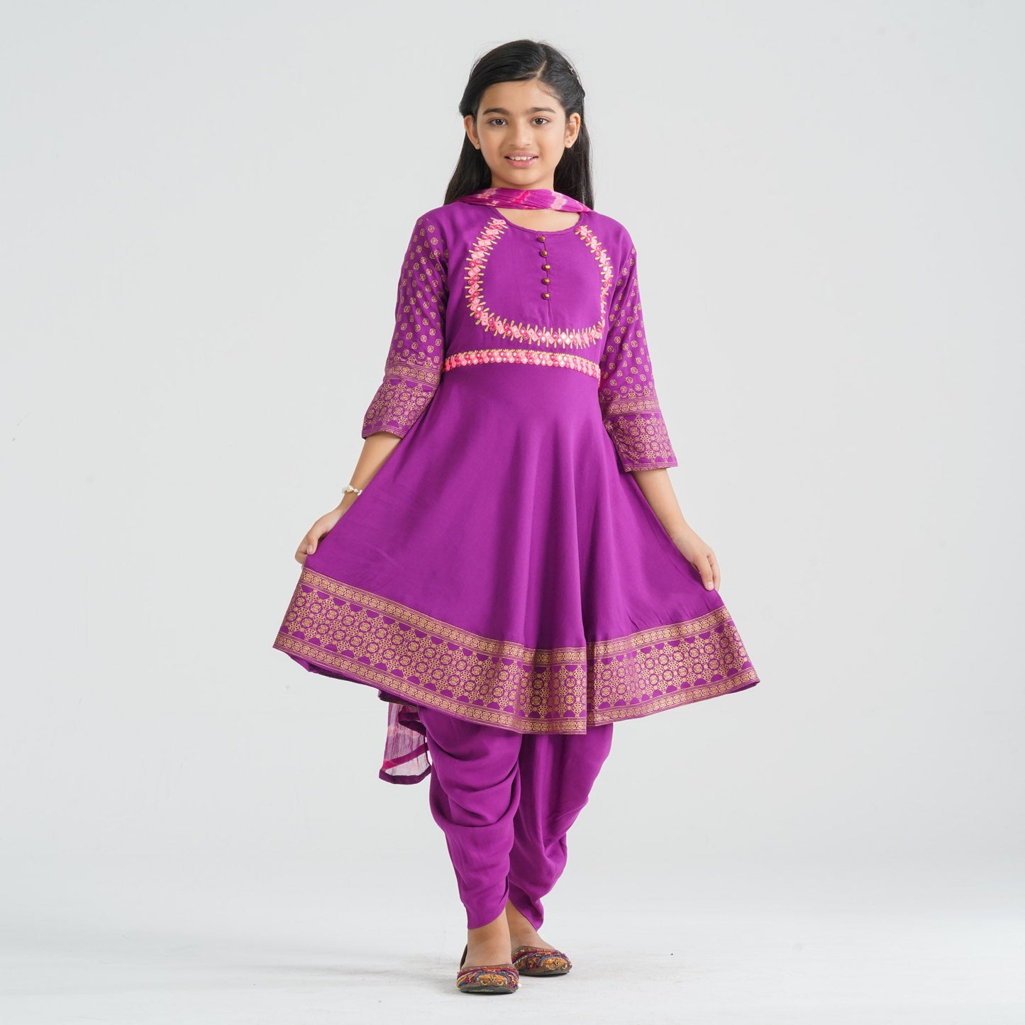 Girl’s Viscose & Georgette Three Piece Set