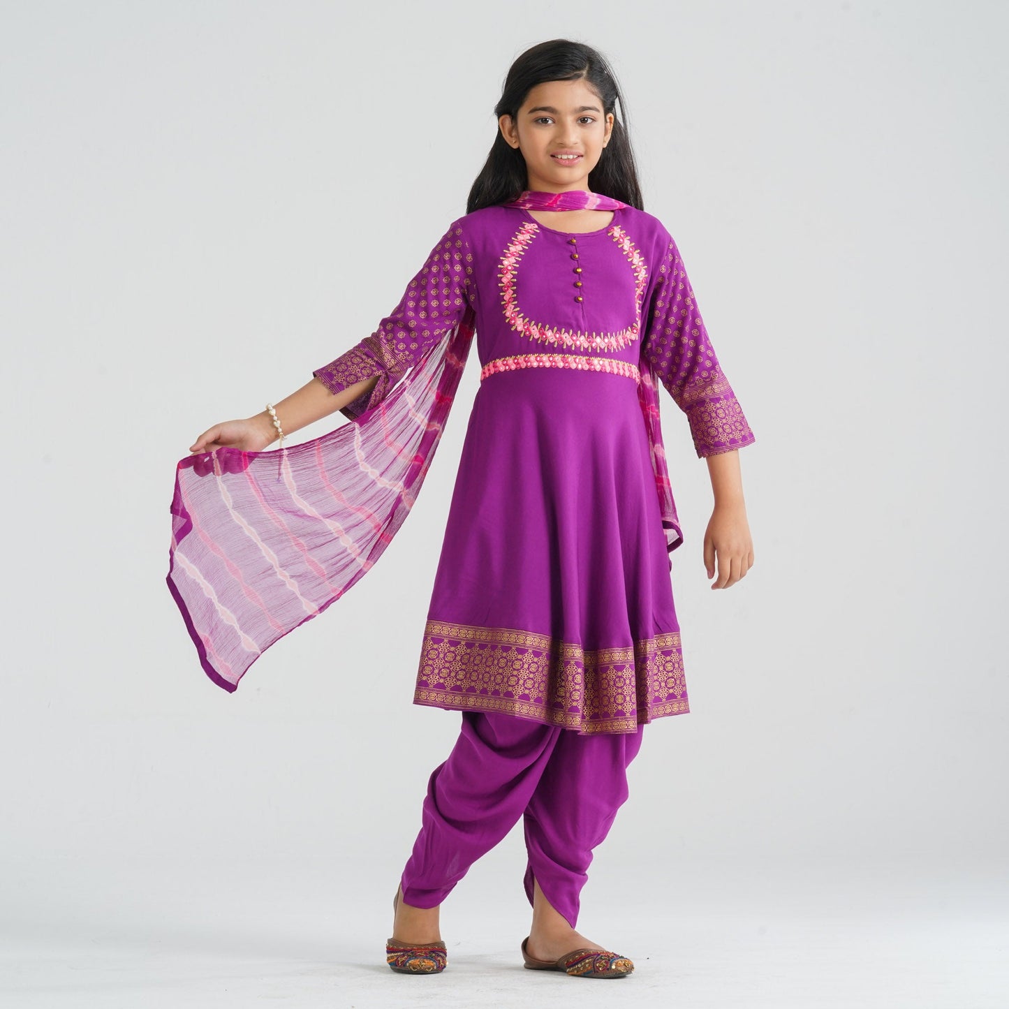 Girl’s Viscose & Georgette Three Piece Set