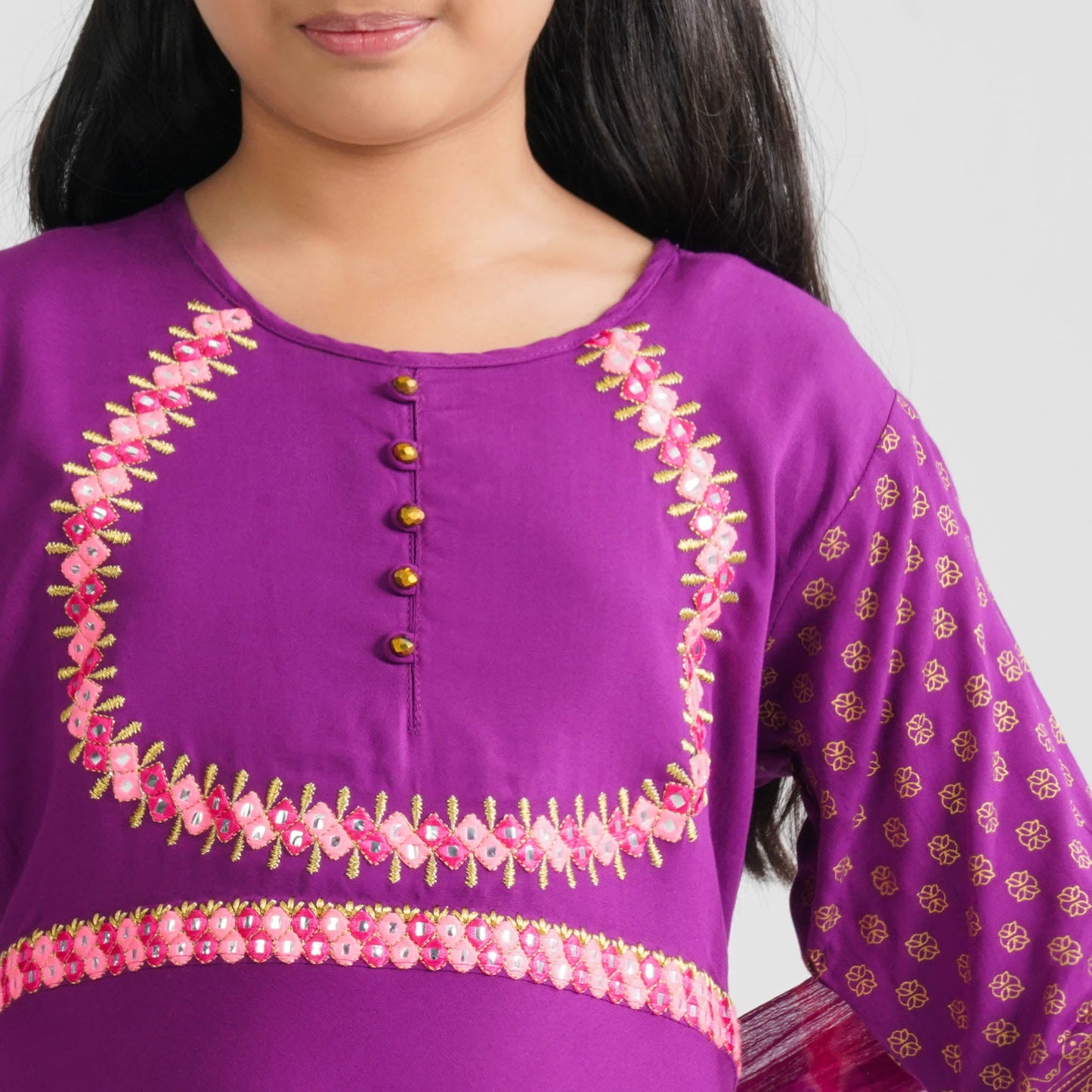 Girl’s Viscose & Georgette Three Piece Set