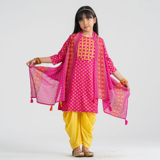 Girl’s Viscose & Georgette Three Piece Set