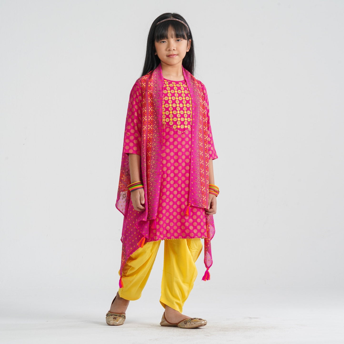 Girl’s Viscose & Georgette Three Piece Set