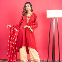 Load image into Gallery viewer, Women Red Karchupi 3-Piece Set
