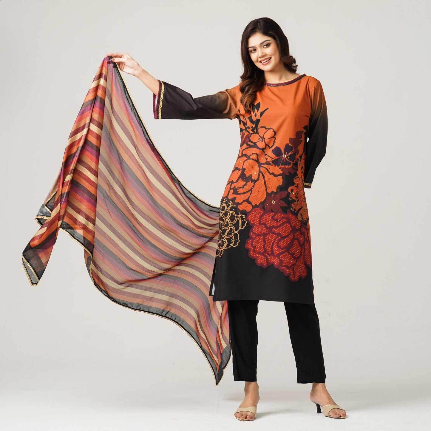 Women’s Blended Silk Printed Three Piece Set