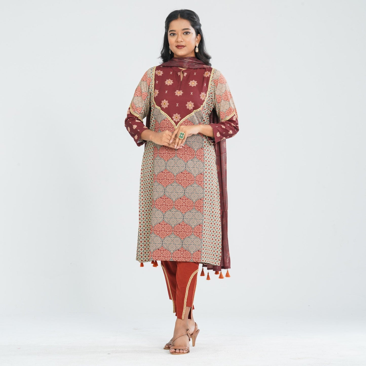 Women Blended Silk Three Piece Set