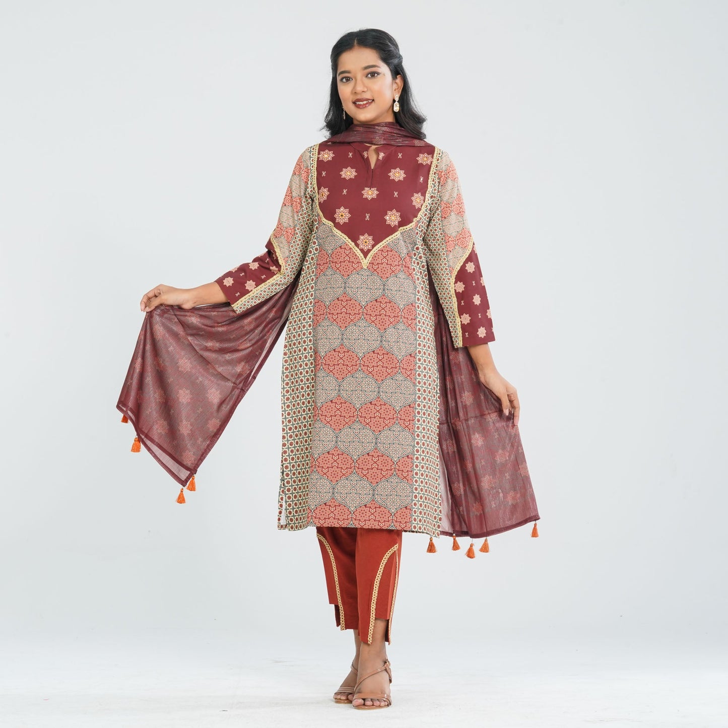 Women Blended Silk Three Piece Set