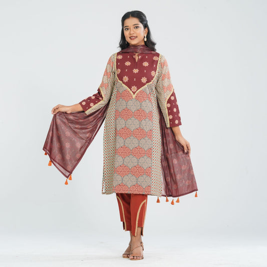 Women Blended Silk Three Piece Set
