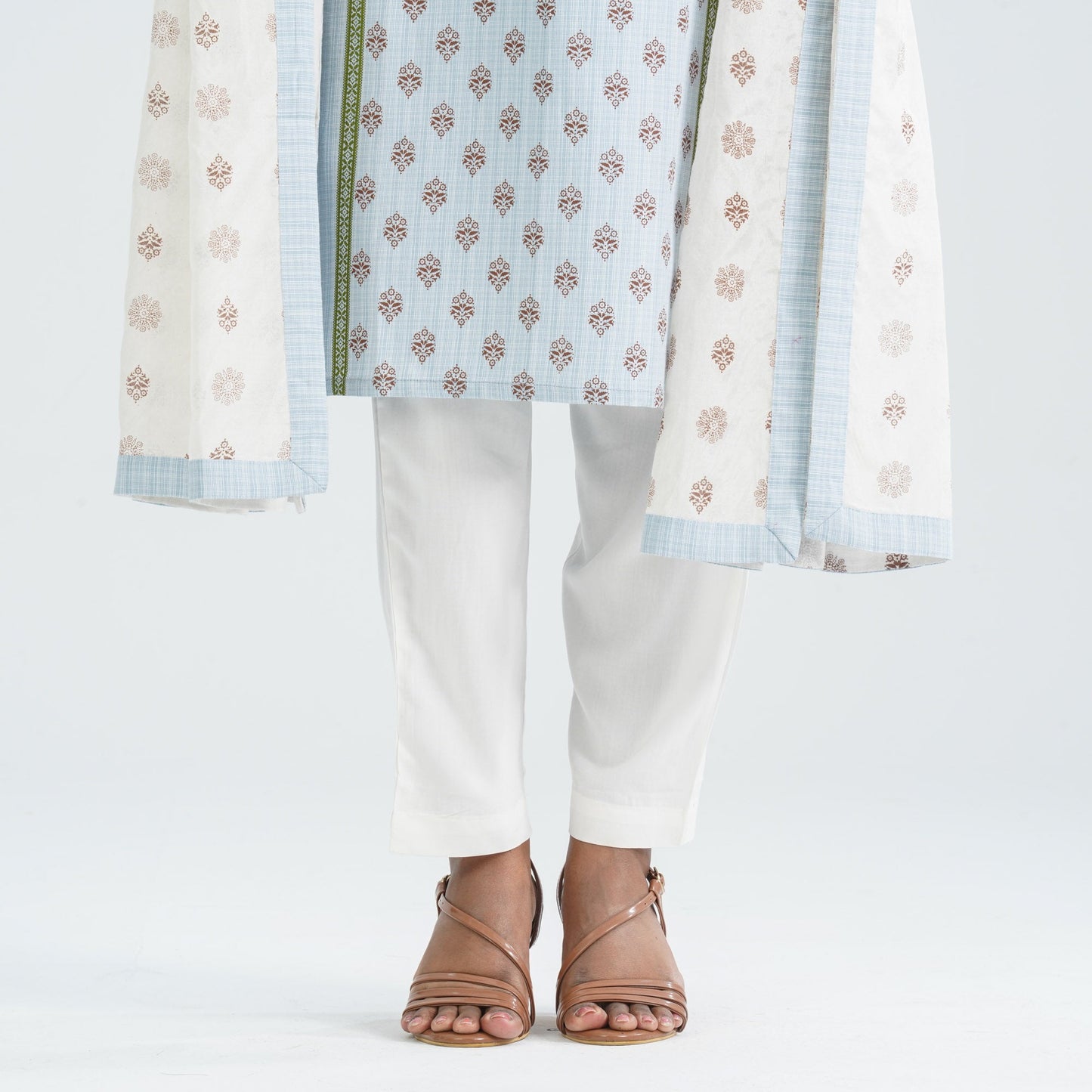 Women Sky Cotton & Silk Three Piece Set