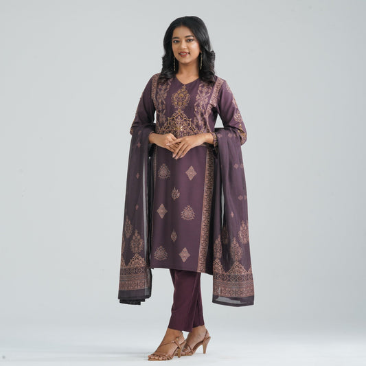 Women's Burgundy Three Piece Set