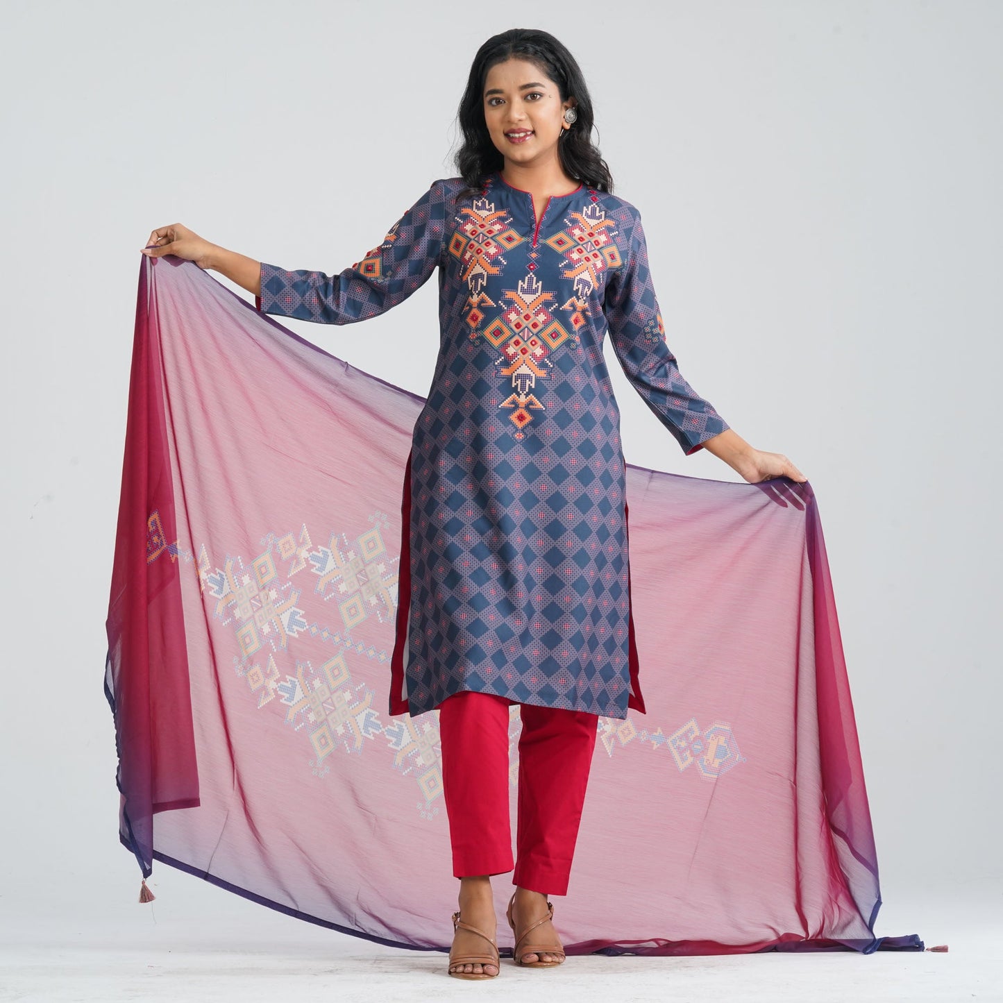 Women Blended Silk Three Piece Set