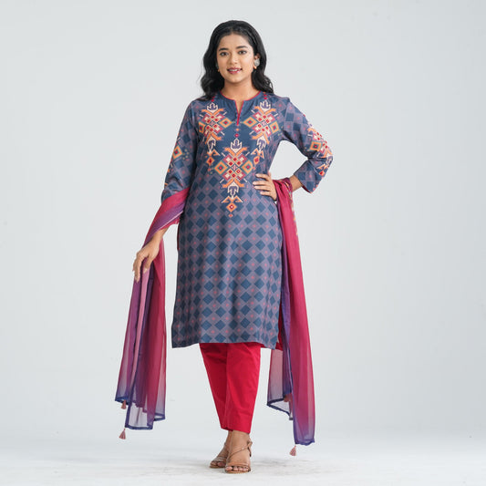 Women Blended Silk Three Piece Set